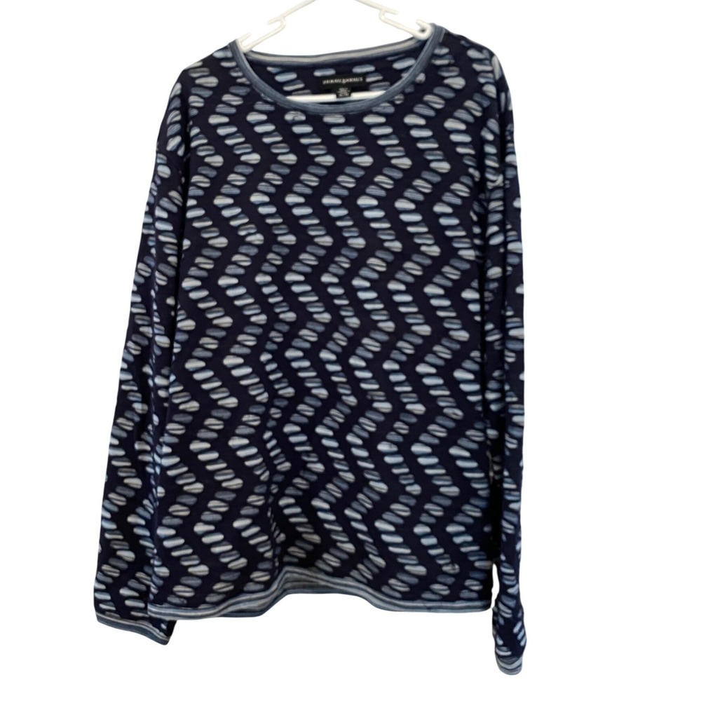 Vintage Jhane Barnes Mens XL Navy Blue Geometric Wave 3D Knit‎ Crewneck Sweater